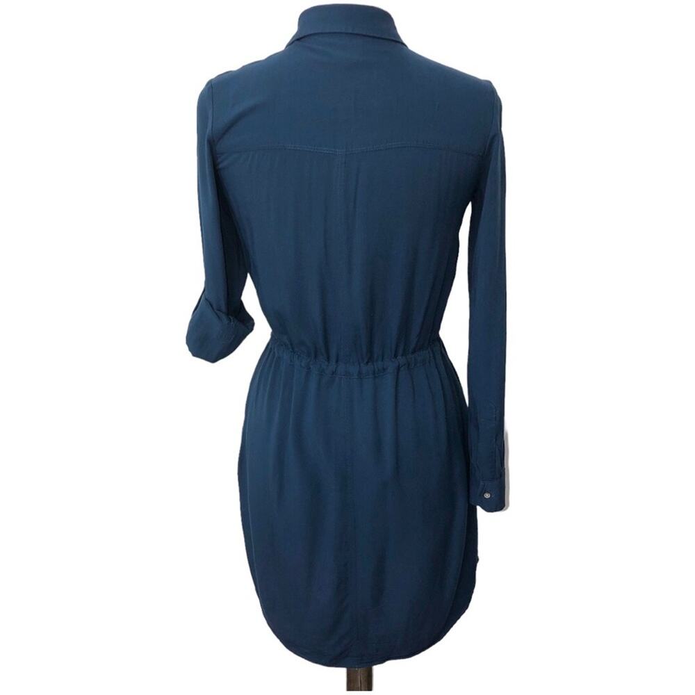 Lou & Grey Blue Twill Drawstring Shirtdress XS EUC - Picture 3 of 7